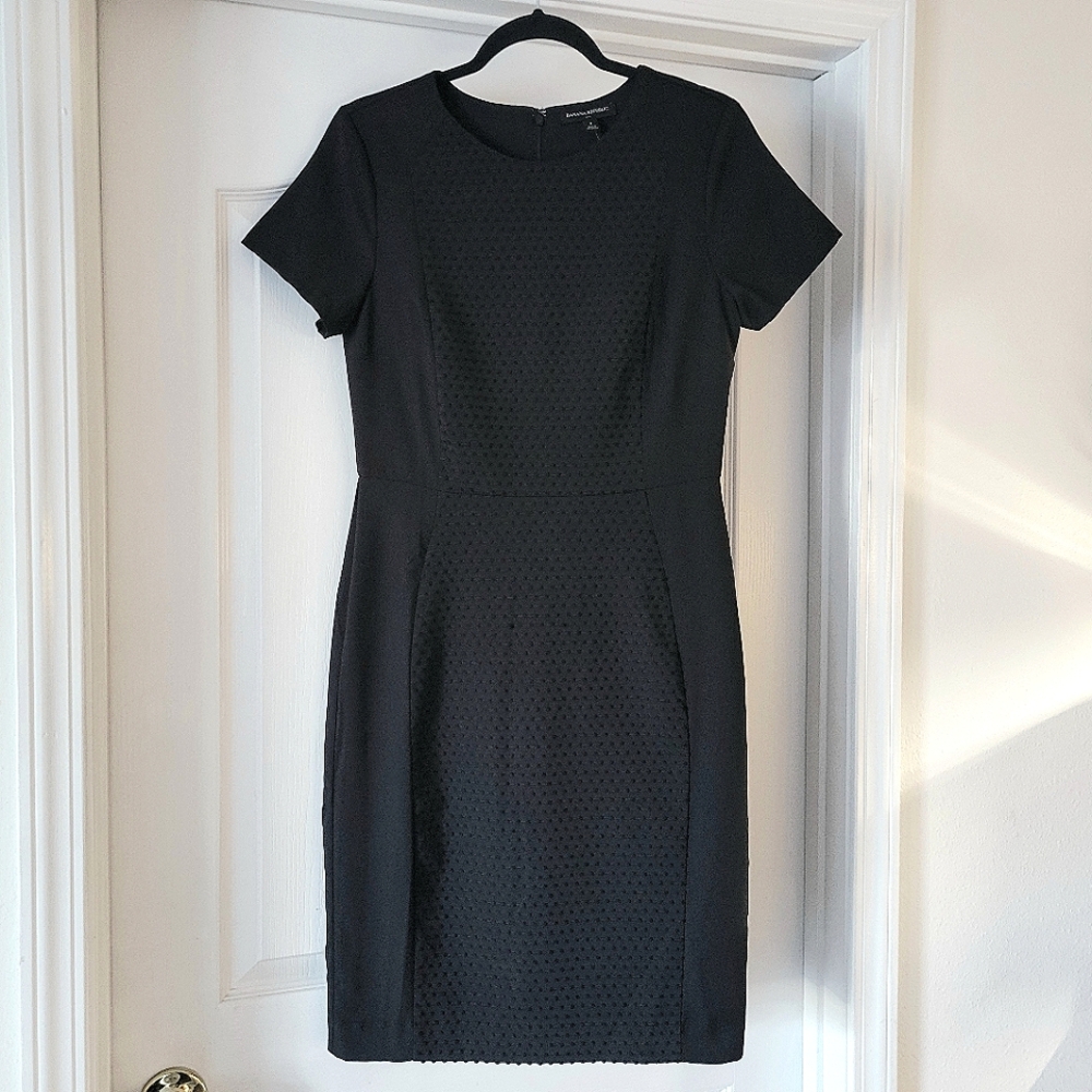 Banana Republic Factory Black Sheath Dress Short Sleeves 8 NWT Business Formal